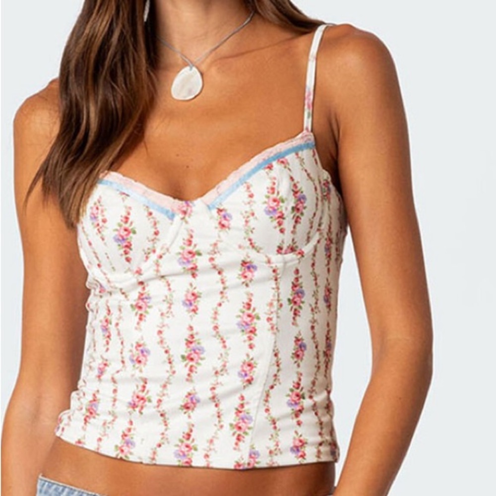 Edikted Indira Printed Cupped Lace Up Corset